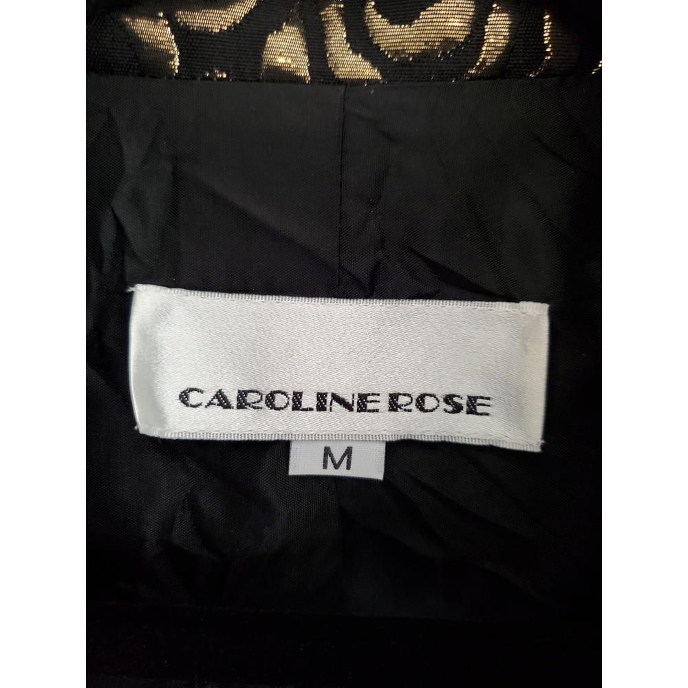 Caroline Rose Brocade Jacket‎ Women's Medium Gold Roses Metallic Party - Picture 3 of 4